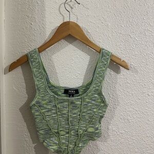 Hera Green Knit Crop Top